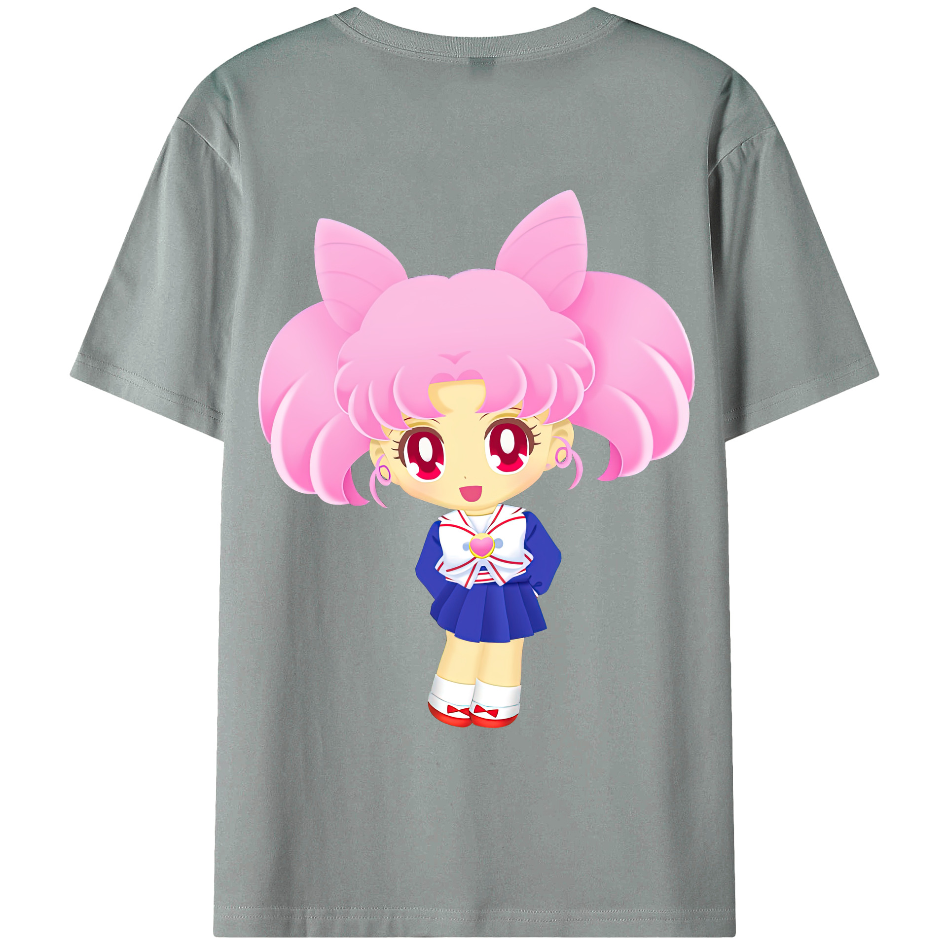 （画像用） 美少女戦士セーラームーン ちびうさ Sailor Moon Chibiusa Tsukino Usagi Small Lady Serenity 綿100％ メンズ半袖Tシャツ（バックプリント） 通気性